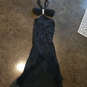 Elegant Black Halter Dress